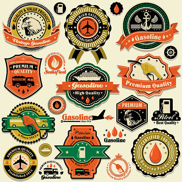 Vintage gasoline label set template