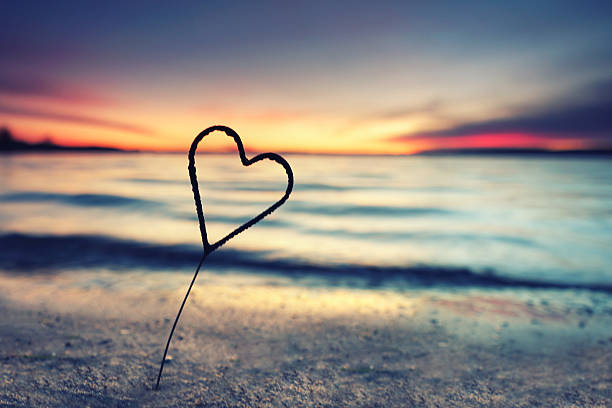 Fading Sparks: A Burnt Sparkler on the Lakeshore at Breathtaking Sunset