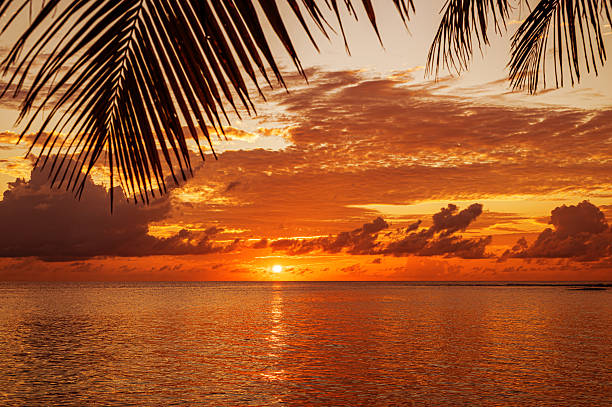 istock Sunset over the tropical ocean with dramatic sky and clouds 2224043768