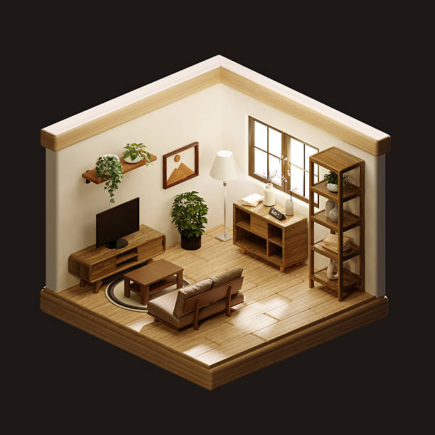 istock Contemporary home office setup in a stylish room. 3D render illustration 2224045335
