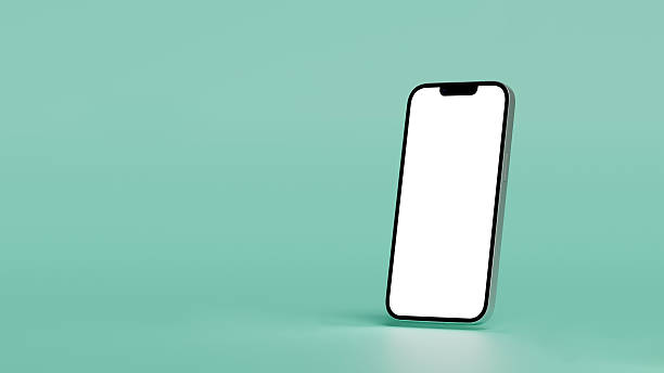 istock 3D smartphone mockup with blank screen on mint green background 2224045783
