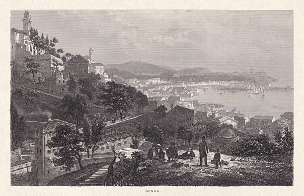 istock Historical view of Genoa, Italy, steel engraving, published in 1880 2224048617