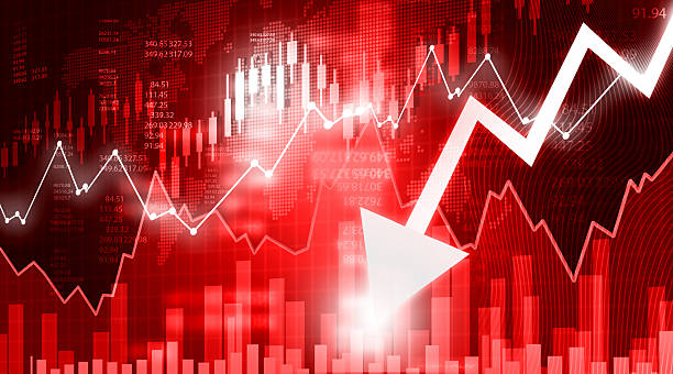 istock Falling business arrow. Stock market crash decline graph 2224051245