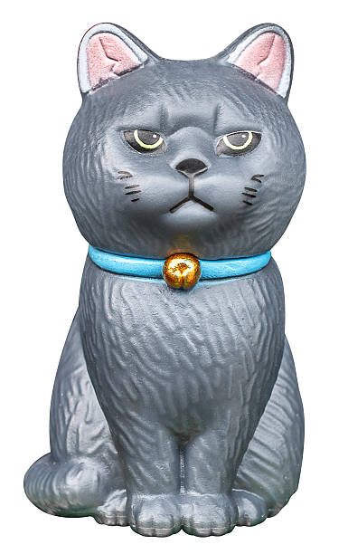 Silver blue cat toy isolated on white background with clipping path