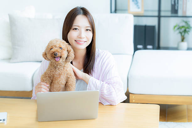 Young woman relaxing with her pet