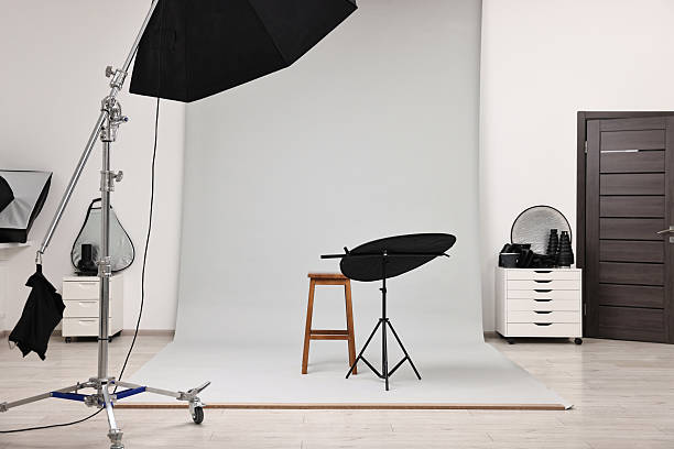 istock Professional lighting equipment setup in modern photo studio 2224066335