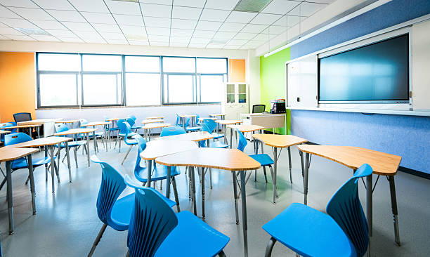istock Interior views of tidy classroom in a school 2224070786