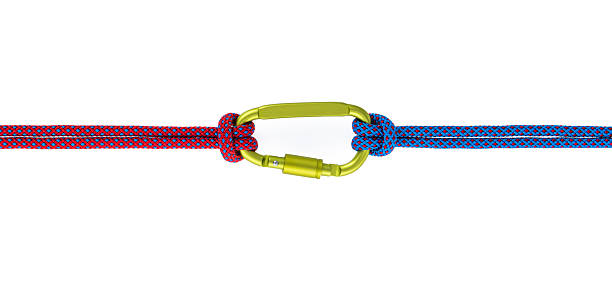 istock Carabiner clip and climbing rope on white background 2224070797