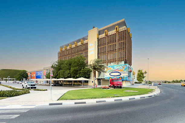 Doha, Qatar - June 29, 2025: The Fire Station in Doha, Qatar, Former base for the Qatari Civil Defense Authority repurposed for the Artists in Residence programme of the Qatar Museums.