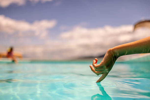 istock Serene Scene of  Touching Water with Calm Pool Reflection 2224073076