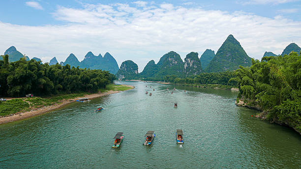 istock Rafts on Li River Against Karst Landscape 2224074028