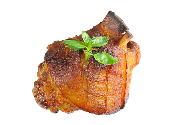 cooked pork (leg) isolated on white background