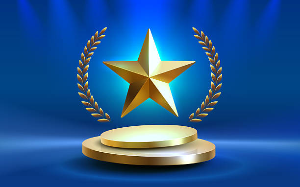 istock Awards nomination name podium, golden prize event, scene star ceremony. Vector illustration 2224076662