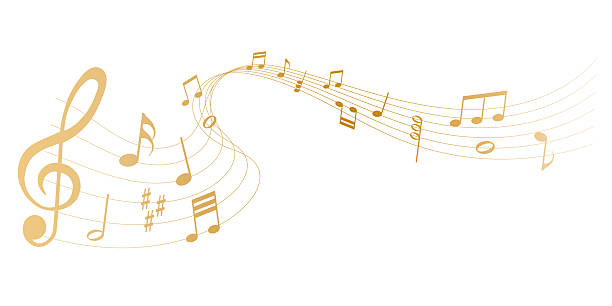 illustrations, cliparts, dessins animés et icônes de illustration vectorielle de partitions dorées - mélodie des notes de musique - note de musique