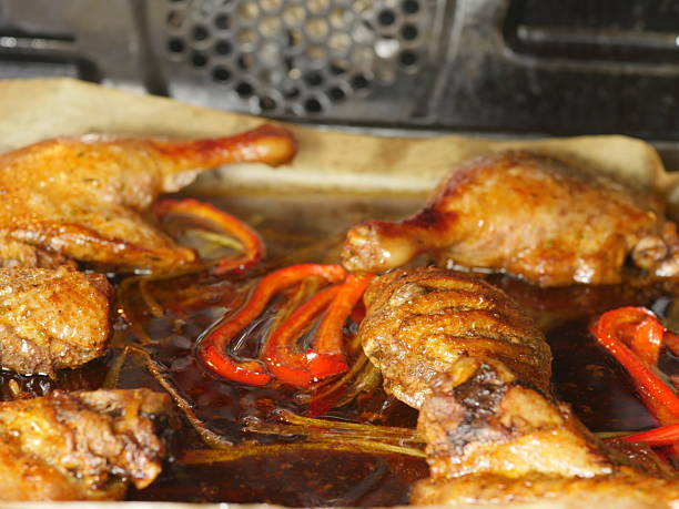 roast duck  and paprika in the oven