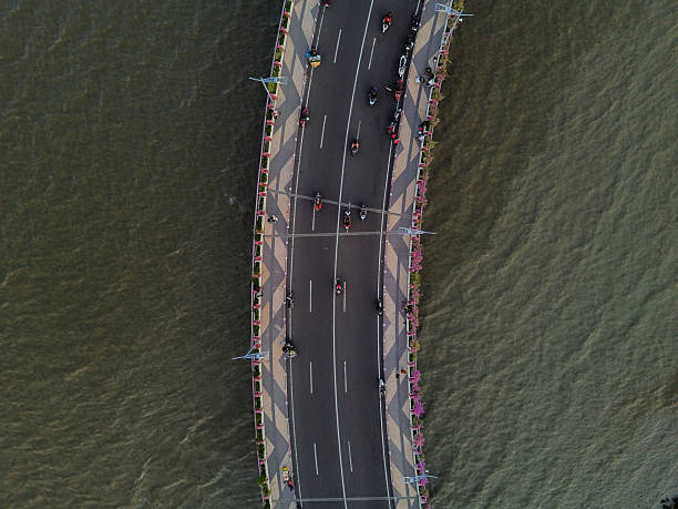 istock Aerial view of the beach and Surabaya bridge constructions 2224084455