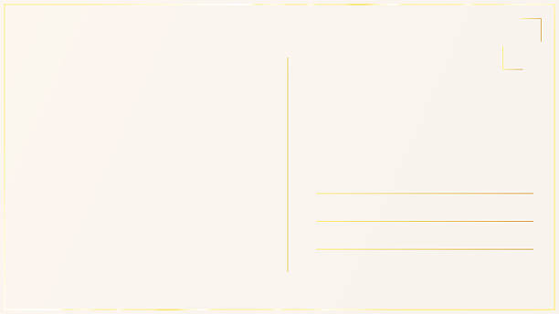 istock Blank postcard backside. Template of an empty golden travel card 2224084772