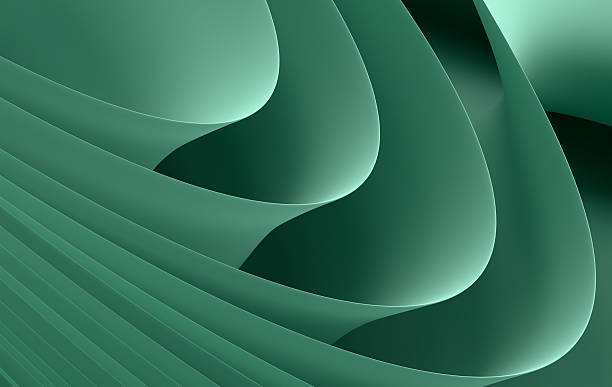istock Elegant Teal Curved Stripes Design - Minimalist Abstract Background with Dimensional Wave Forms 2224084867