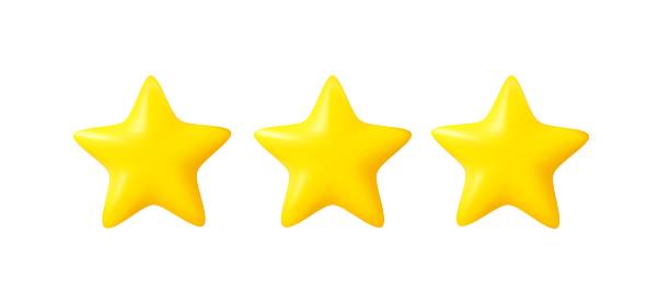 istock 3d Three yellow 3D stars for rating or review 2224086407