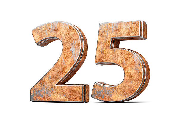 istock Number Twenty Five 25 Digit Made Of Old Rusty Iron Metal Texture On White Background 3d Illustration 2224086483