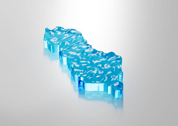 Deep Ocean Blue Water Albania Map Gelatinous Smooth Surface On White Background 3D Illustration