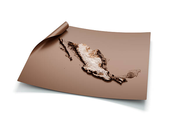 istock Map Of Mexico Old Style Brown On Unrolled Map Paper Sheet On White Background 3d Illustration 2224086580