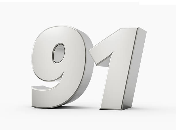 istock 3d Shiny Silver Number 91, Ninety One 3d Silver Number Isolated On White Background, 3d illustration 2224086736