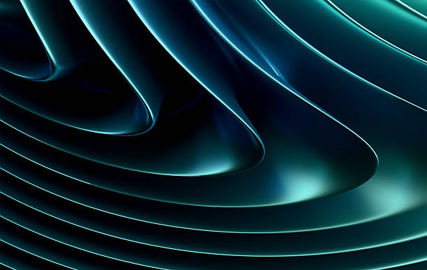 istock Futuristic Turquoise Wave Patterns with Bright Electric Blue Streaks on Black Technology Backdrop 2224086739