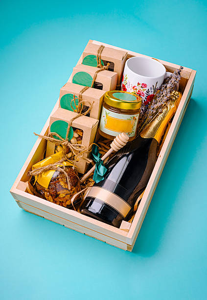 Special gift box featuring gourmet treats and sparkling beverage