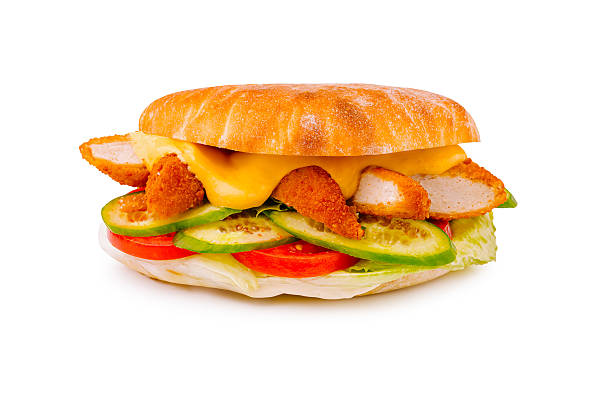 istock Delicious chicken sandwich with fresh vegetables and melted cheese 2224094944