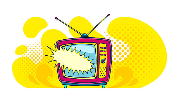 istock Comic retro tv on halftone and dots backdrop. Vector colorful background in pop art retro comic style. Cartoon vintage 70s, 80s television 2224095263