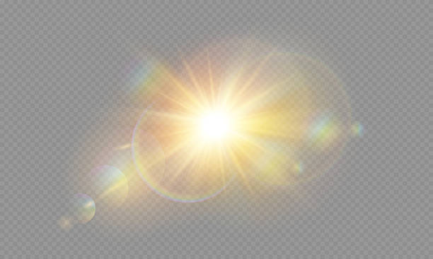 Vector transparent sunlight. Special rainbow lens flare light effect isolated on transparent background. Bright shining sun rays for design.