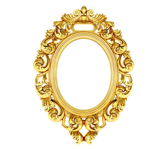 istock Golden picture frame isolated on white background. 2224099255
