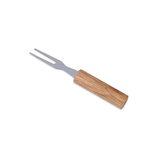 istock Metal and wood snack fork isolated over white background 2224101066