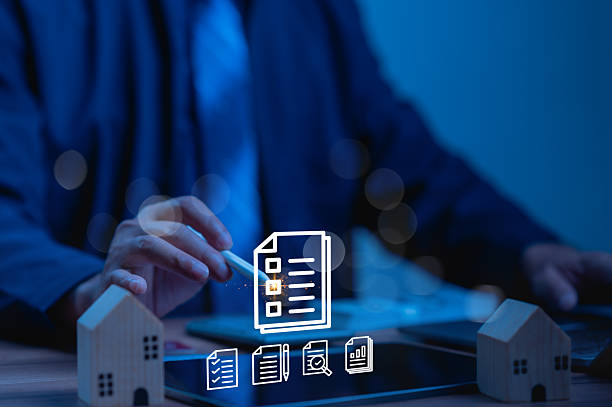 istock Digital Estate Finance Analysis Person Reviewing Checklist On Tablet With Document, Graph, Process Icons, Featuring Real Estate Models Professional Documentation 2224101239