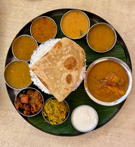Plate full of Indian food
