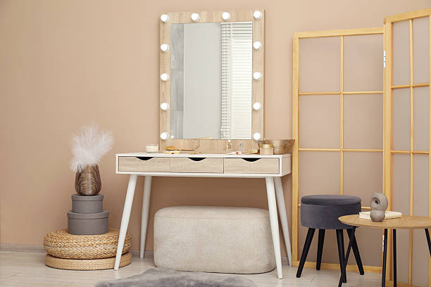 istock Stylish dressing table with mirror in room 2224110127