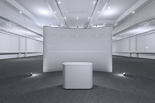 istock Exhibition stand for mockup and Corporate identity,Display design.Empty booth Design.Retail booth elements in Exhibition hall.booth Design trade show.Blank Booth system of Graphic Resources.3d Background for online Event,conference,live.3d render. 2224110237