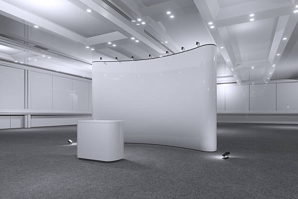 istock Exhibition stand for mockup and Corporate identity,Display design.Empty booth Design.Retail booth elements in Exhibition hall.booth Design trade show.Blank Booth system of Graphic Resources.3d Background for online Event,conference,live.3d render. 2224110239