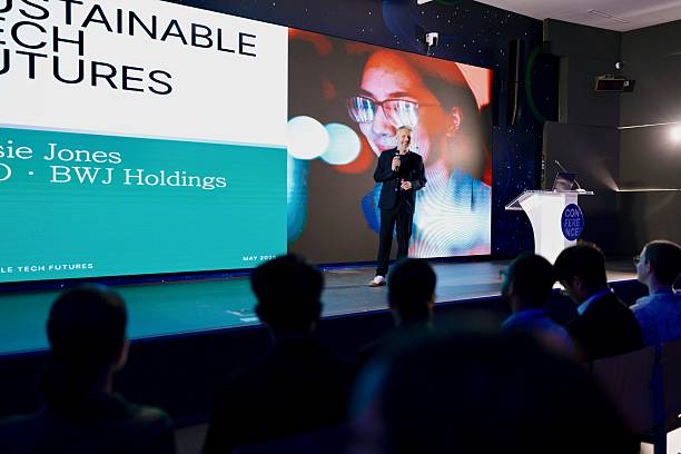 istock Mature Speaker Addressing a Tech Conference on Sustainable Technology Futures 2224110734