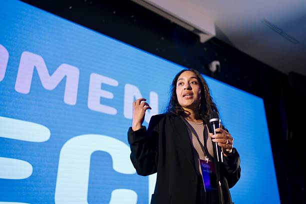 istock Woman Speaking at Conference on Women in Technology 2224110943