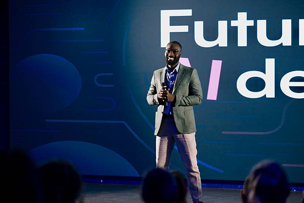 istock Professional Speaker Discussing Future AI Design at a Technology Conference 2224110997