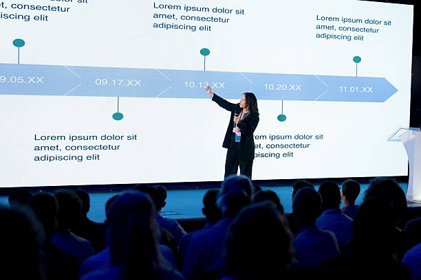 istock Woman Presenting at a Business Conference with Professional Audience and Visuals 2224111187