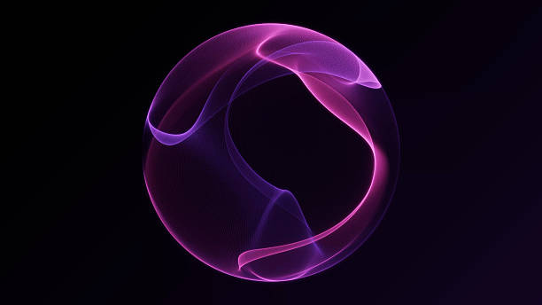istock Glowing abstract sphere with purple and pink fluid waves. Minimal futuristic orb with flowing energy and neon mesh. Ideal for sci-fi, tech, or cosmic design themes. 2224113676