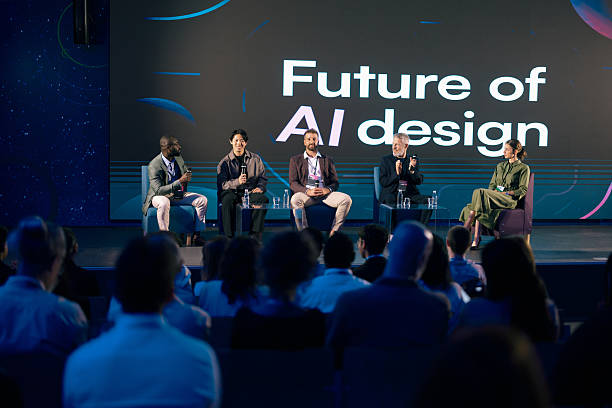 istock Corporate AI panel discussion on future design trends with male experts 2224113870