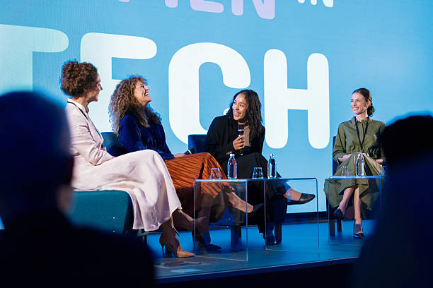Female panelists discussing innovation, diversity, and empowerment in the technology sector.