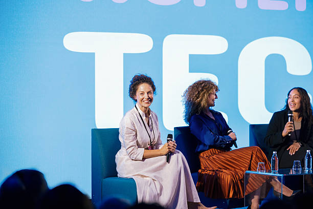 istock Confident woman speaking on panel about diversity and innovation in tech 2224114114