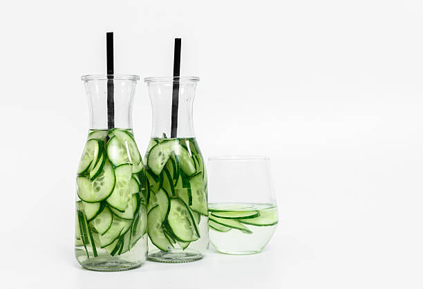 istock A refreshing and simple cocktail, water with cucumber slices 2224114199