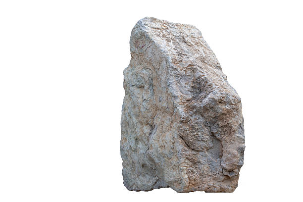 istock A large rock is sitting on a white background. The rock is grey and has a rough texture 2224116234
