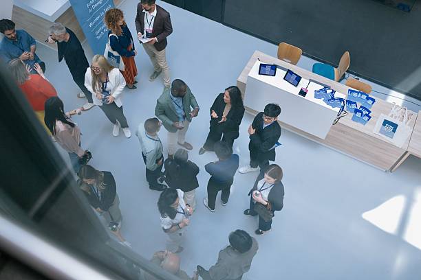 istock Top view of large group networking at business event 2224119124